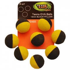 Насадка Zig Rig Technocarp Texno EVA Balls 14mm Black/Yellow 8шт 70468